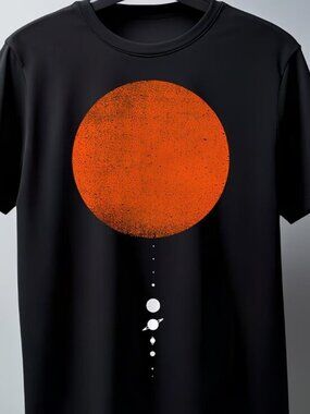 Solar System Burning Sun & Planets 100% Cotton T-Shirt